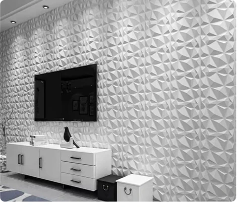 Pattern PVC wall panel installed in living room